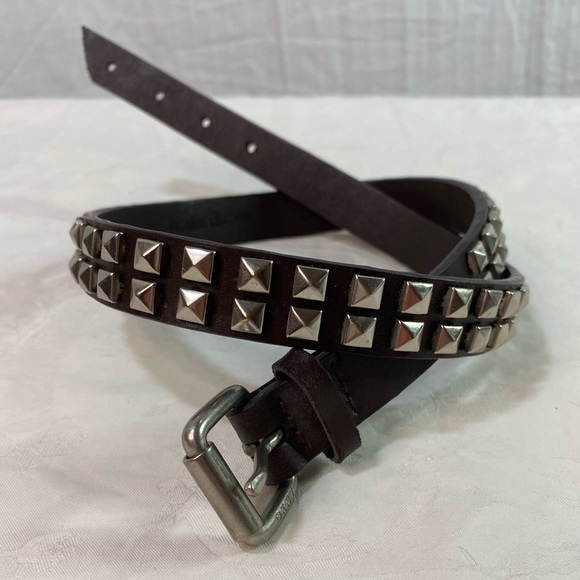 DKNY Jeans Chrome Studded Belt Sz S Genuine Leather - Picture 1 of 15